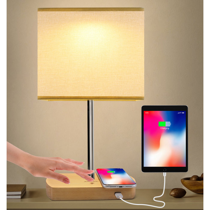 Latitude Run® Table Lamp With 15w Wireless Charging Dimmable Touch Lamp